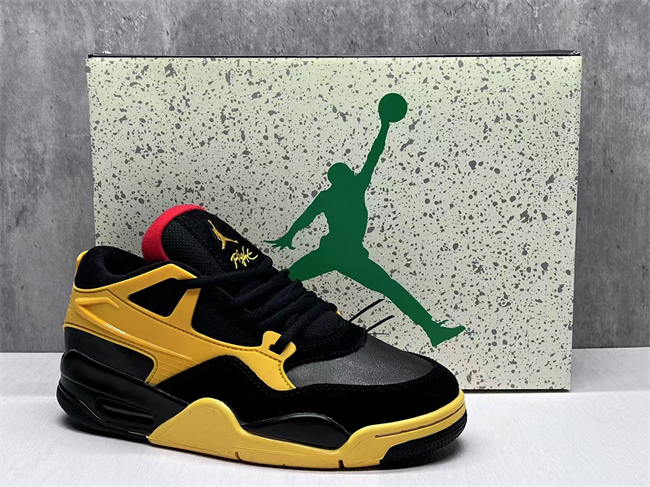 Men's Hot Sale Running weapon Air Jordan 4 Black/Yellow Shoes 0219